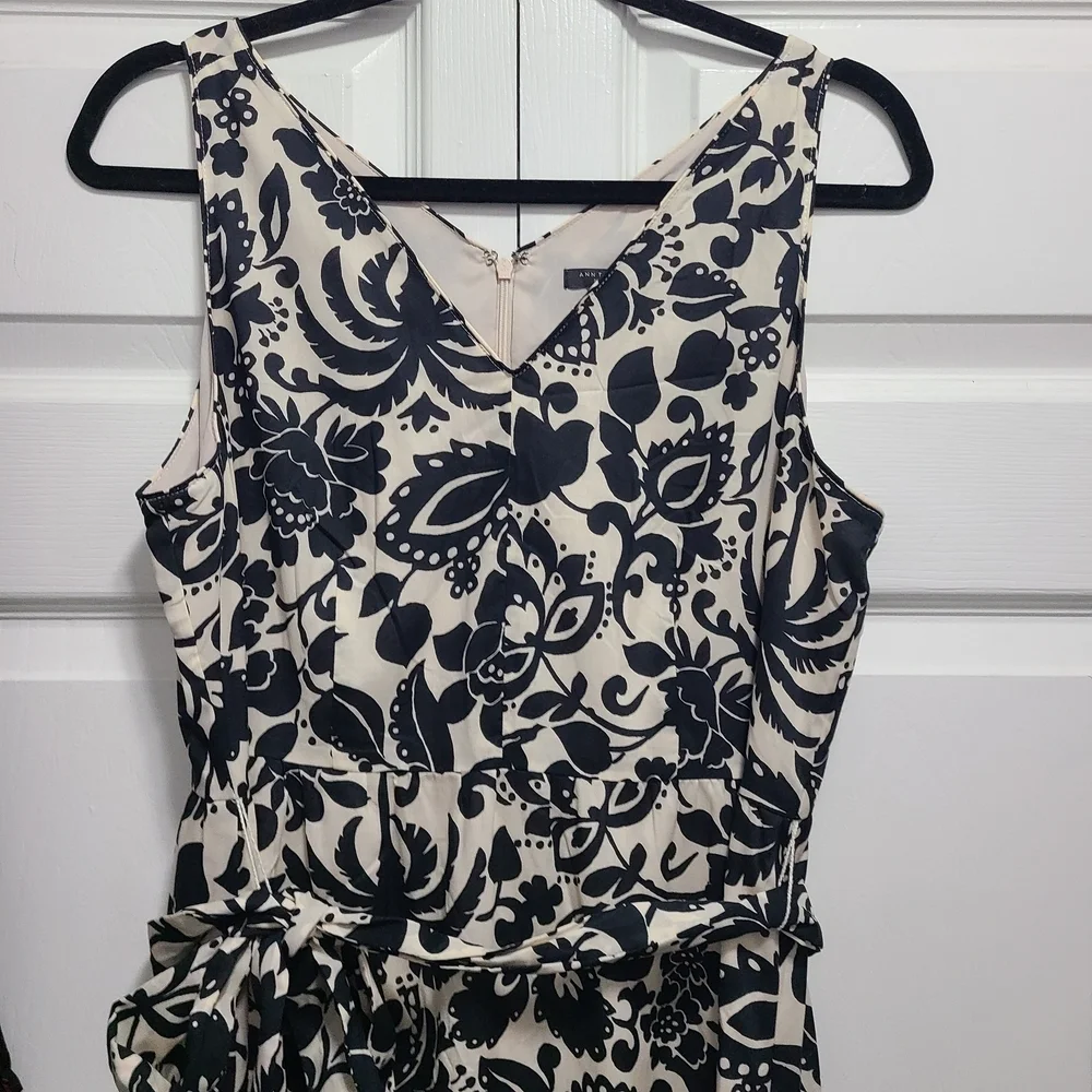 Ann Taylor Monochrome Floral‎ Sleeveless Midi Dress 8P
